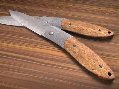 Knife two knives Low-poly 3D model