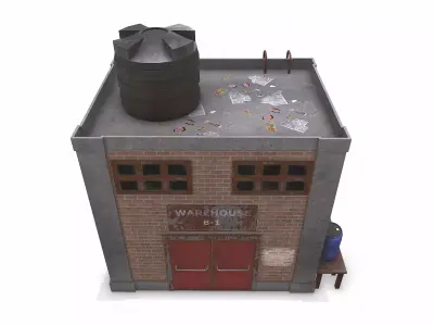 Abandoned Small Warehouse Exterior Low-poly PBR Low-poly 3D model