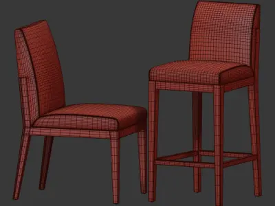 Alia Chair Barstool Set 3D model