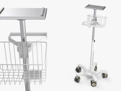 Medical Monitor Rolling Stand with Utility Tray 3D model