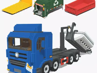 Voxel Hook lift Pack 5 Items Low-poly 3D model