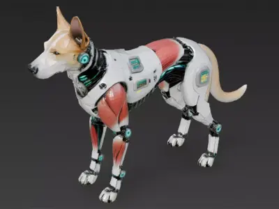 Cyber Dog Creature Model Low-poly 3D model