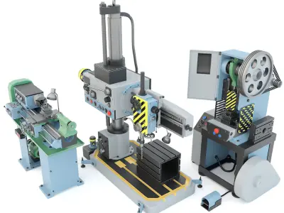 Mechanical press lathe machine Drilling press - Collection one 3D model