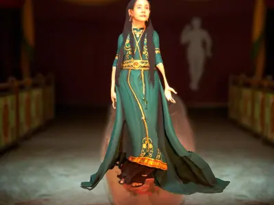 Elegant Green Dress model pack Low-poly 3D model