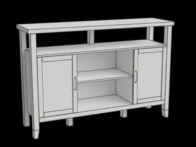 Rustic Wood Tv Stand 3D model