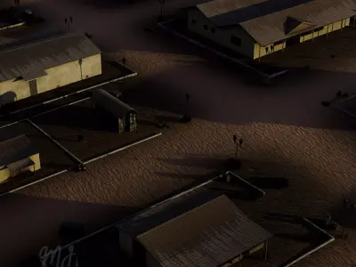 Abandoned Desert Housing Complex Full Environment Scene 3D model