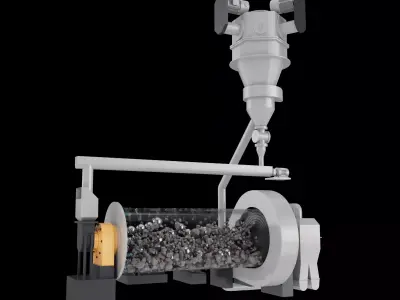 Animated Ball Mill and Classifier Rock Simulation 3D model