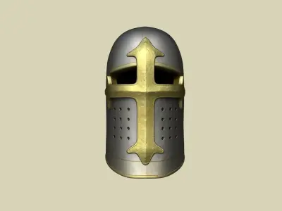 Crusader Helmet - Medieval Character Design Low-poly 3D model