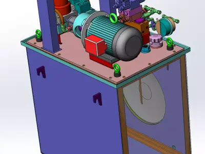 Detailed hydraulic station 3D model