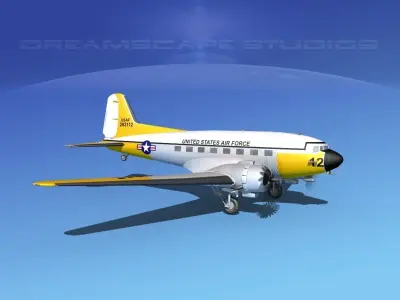Douglas C-47 Dakota USAF V02 3D model
