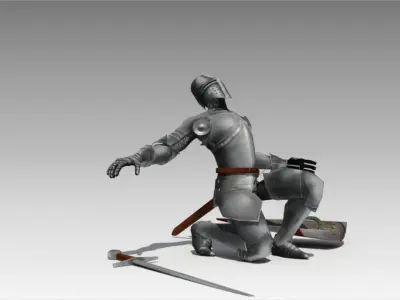 Crusader Animated Low-poly 3D model