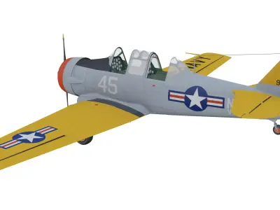 North American T-6 Texan Low-poly 3D model