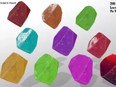 crystal set 2 gemstone Low-poly 3D model