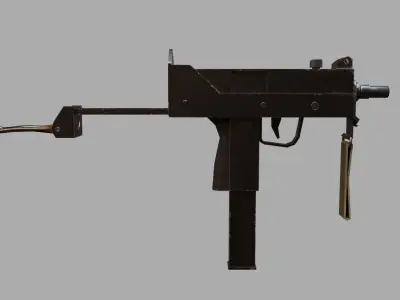 Mac-10 phone with cord Low-poly 3D model