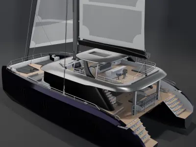 GENNY Luxury catamaran charter 3D model 80 Yacht Rendering PBR 3D model