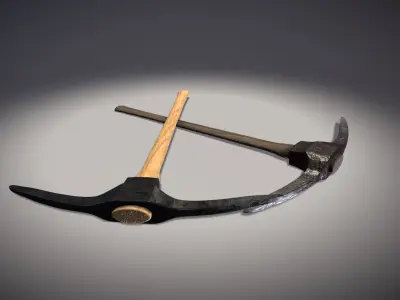 Pickaxe two axes Low-poly 3D model