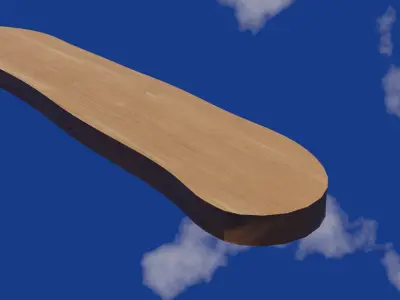 Wooden piece surface damaged by rain water Low-poly 3D model