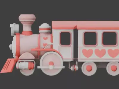 Stylized 3D Valentine Train Model Low-poly 3D model purchase
