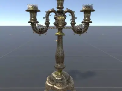 Silk silver candlestick Low-poly 3D model