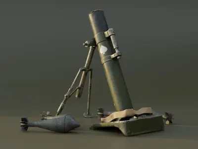 Mortar and Rocket 3D Model Wtih Blender  3D model