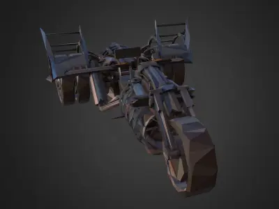 Low Polygon Art Steampunk Treble Bike Low-poly 3D model