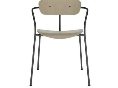 Industrial Dining Chair Plywood Seat with Metal Frame Armrest 3D model