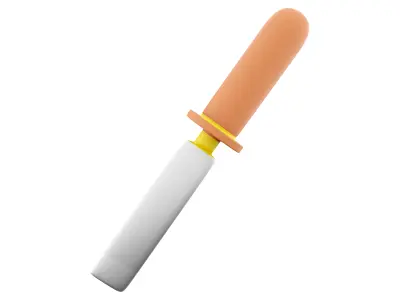 Chisel with wooden handle cartoon icon 3D model
