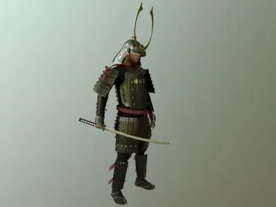 Samurai in armor 3D model