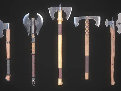 Medieval Axe Collection 3D Model Pack