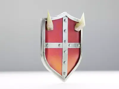 Stylized Crimson Crusader Kite Shield Low-poly 3D model
