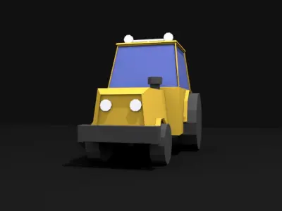 Mini Tractor Low-poly 3D model