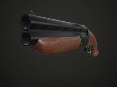 Sawed off Double Barrel Shotgun Free low-poly 3D model