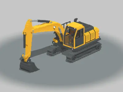 Voxel Excavator Low-poly 3D model