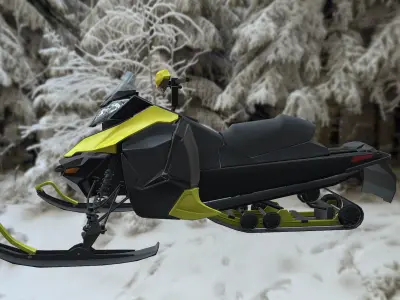 Snowbike snowmobile Low-poly 3D model