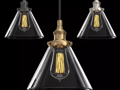 20TH C FACTORY FILAMENT CLEAR GLASS FUNNEL PENDANT 3D model