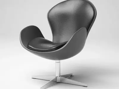 Black Modern Armchair On Single Stand 3D model