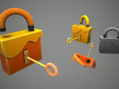 PADLOCK  8 CARTOON STYLIZED Low-poly 3D model