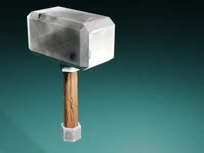 Low Poly Hammer thor Free low-poly 3D model