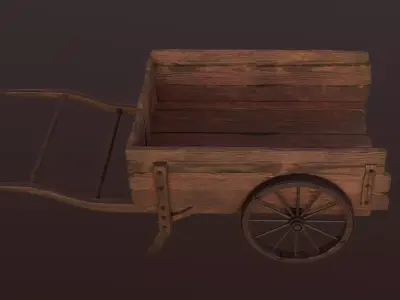 Medieval Wooden Cart  Game Ready Environment Prop Low-poly 3D model