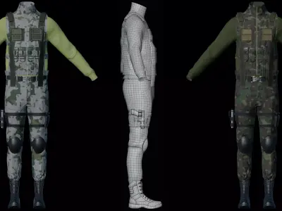 Tactical Military Outfit Game Ready 4K Textures PBR Low-poly 3D model