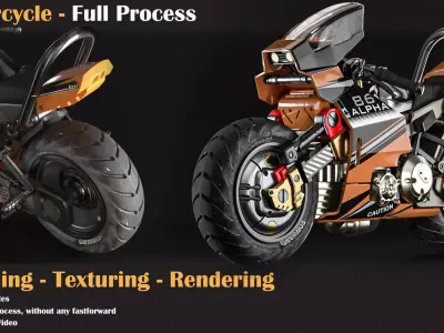 Motorcycle Tutorial Full process   3D model