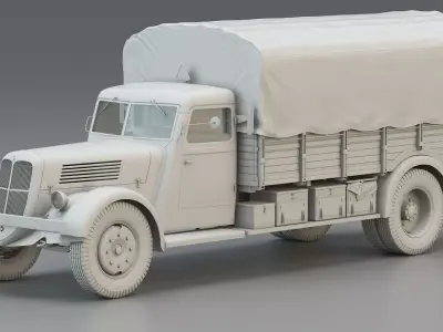 WWII French Military Cargo Truck 4t 3D model