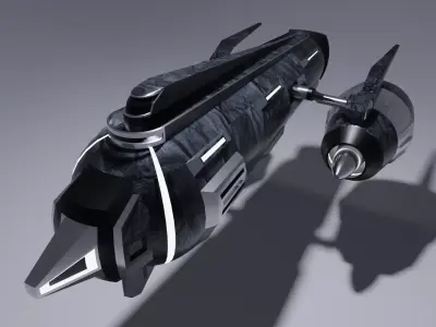 Submarine Low Poly futuristic vehicle flying in air Low-poly 3D model