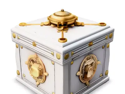 Ornate White and Gold Treasure Chest Low-poly 3D model