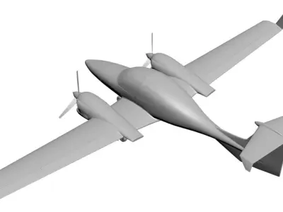 Plane with two engines  3D model