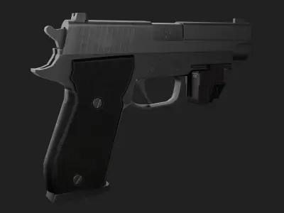 P220 with laser sight and flashlight Attachment - Game Ready Low-poly 3D model