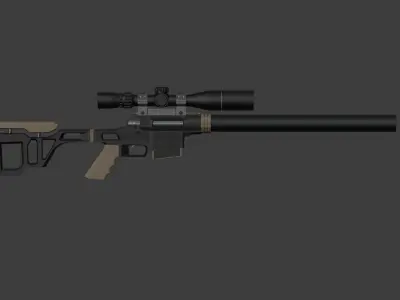 DVL-28B rifle with scope Low-poly 3D model