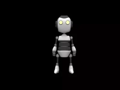 cute robot Low-poly 3D model 11