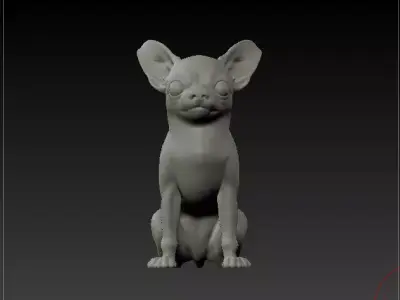 chihuahua dog solid model monochromatic 3D model