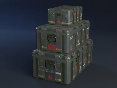 Military boxes GameReady  Low-poly 3D model purchase